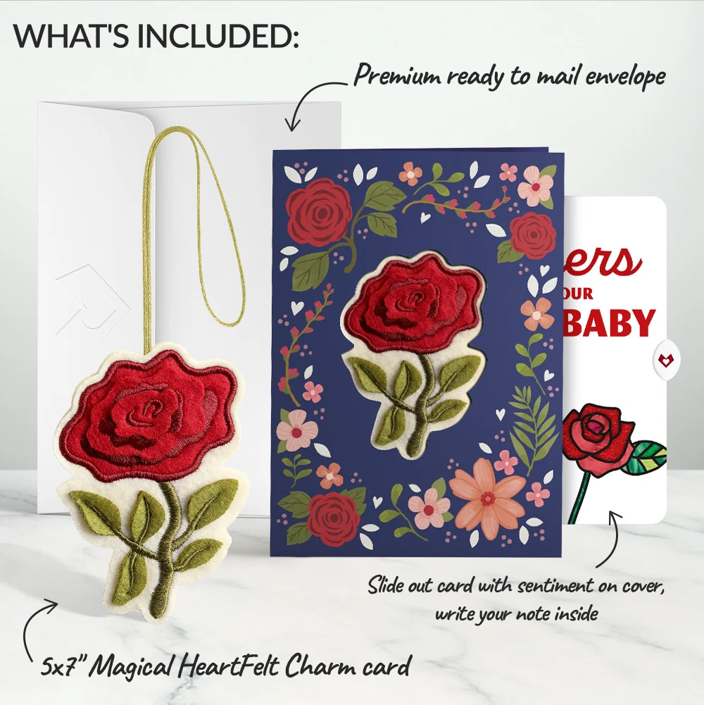 Lovepop Everlasting Rose New Baby HeartFelt Charm Card and Sentiment Set for Parent - Image 2