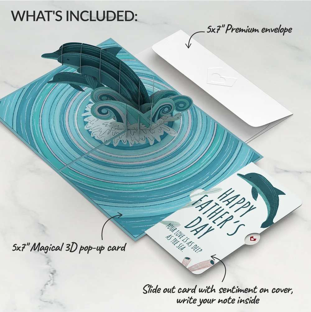 Lovepop Playful Dolphins Father's Day Pop-Up Card and Sentiment Set - Image 2