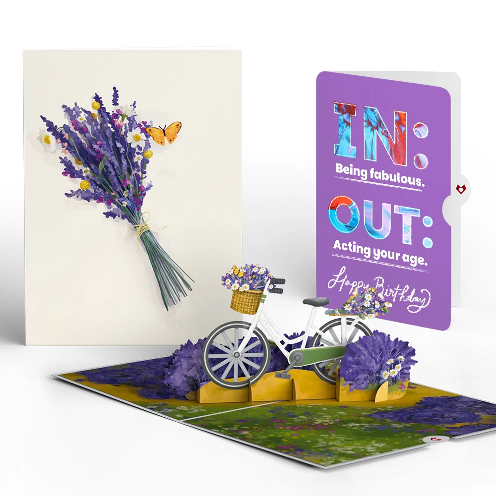 Lovepop Lavender Bicycle Birthday Pop-Up Card and IN & OUT Sentiment Set