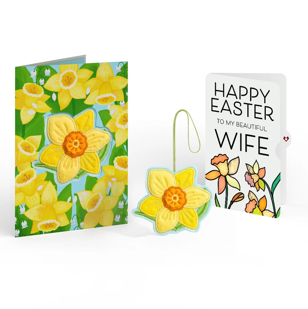 Lovepop Sunny Daffodil Easter Heartfelt Charm Card and Sentiment Set for Wife Bag