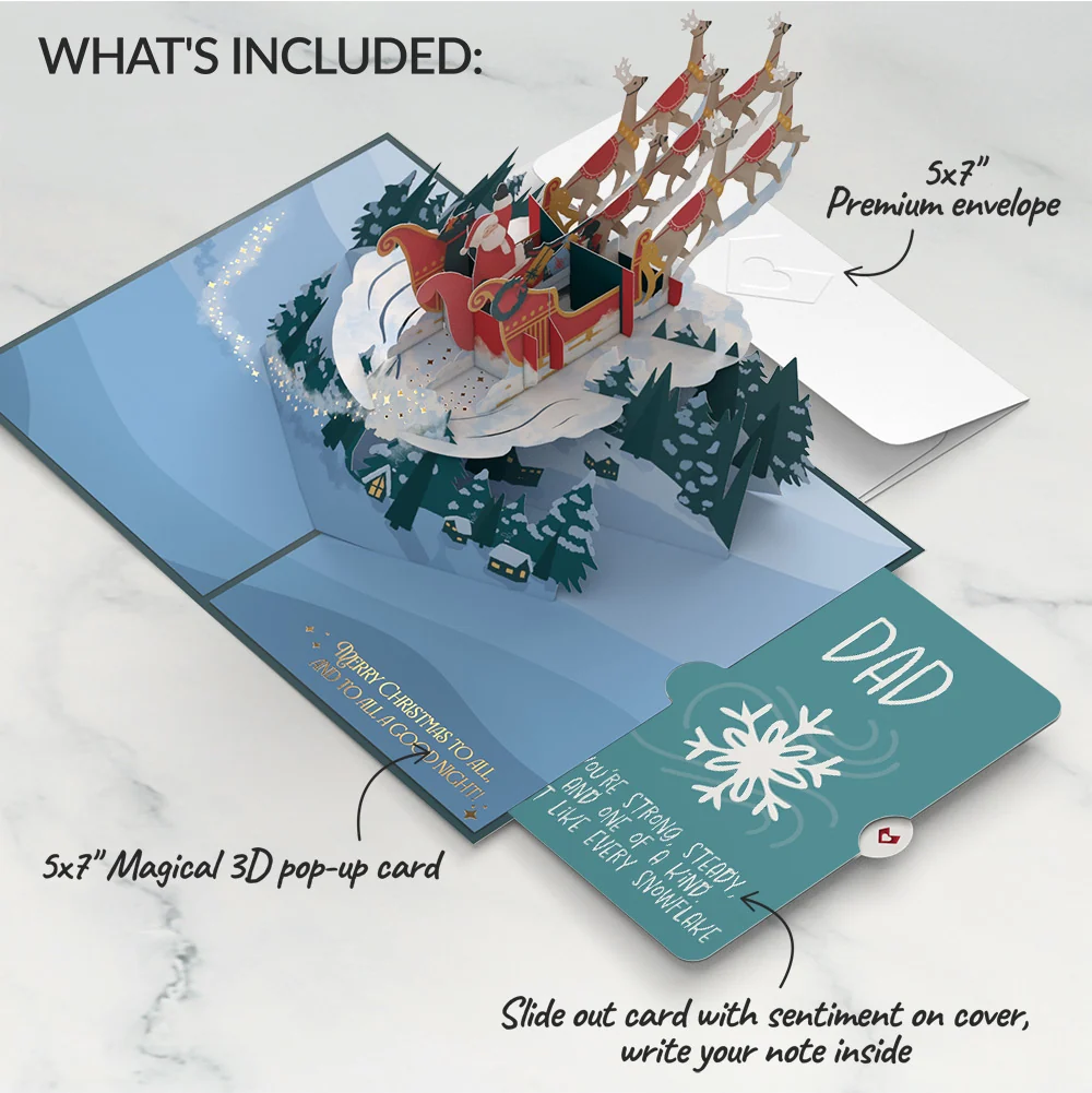 Lovepop Night Sky Santa Sleigh Winter Pop-Up Card and Sentiment Set for Dad - Image 2