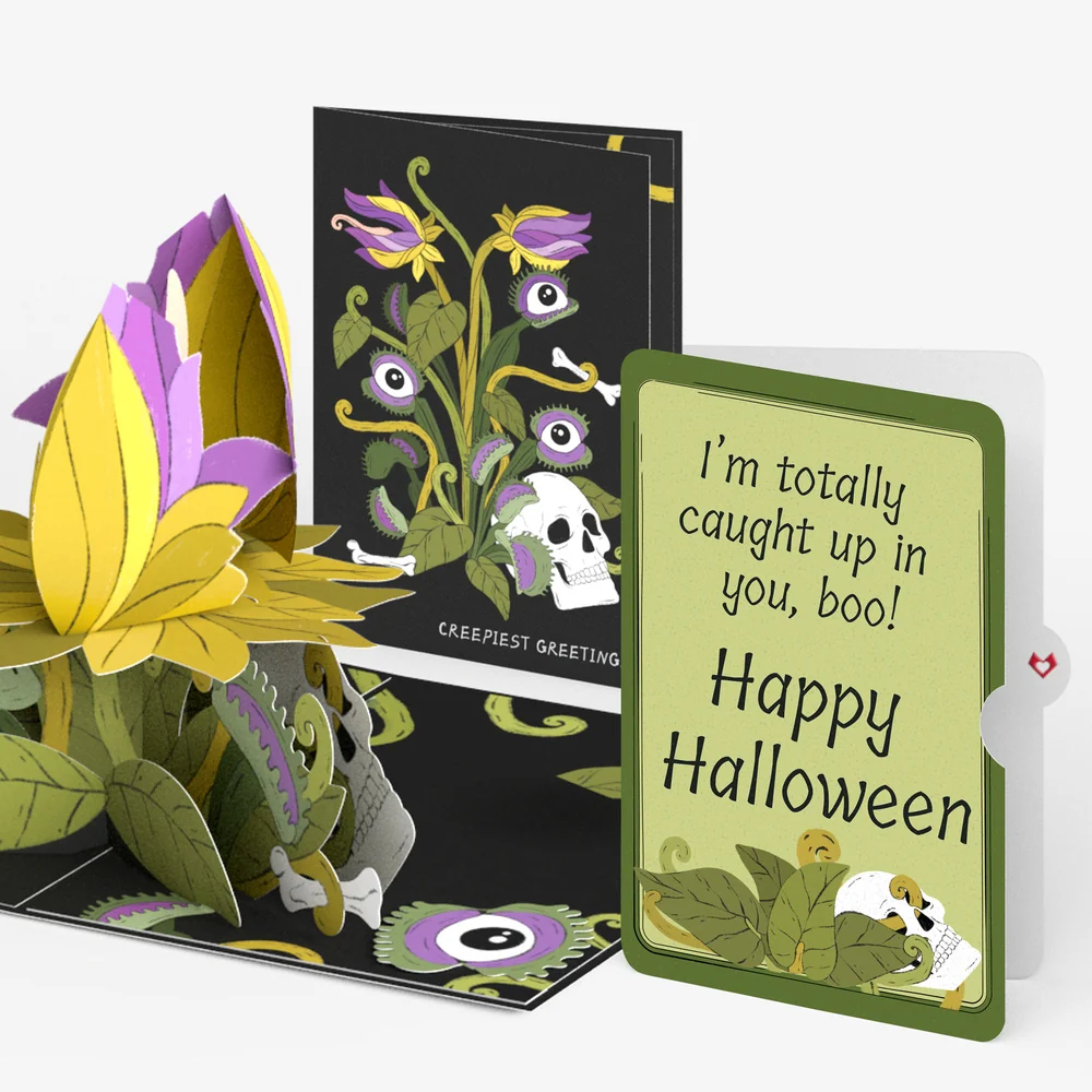 Lovepop Creepiest Greetings Halloween Venus Flytrap Pop-Up Card and Caught Up In You Sentiment Set