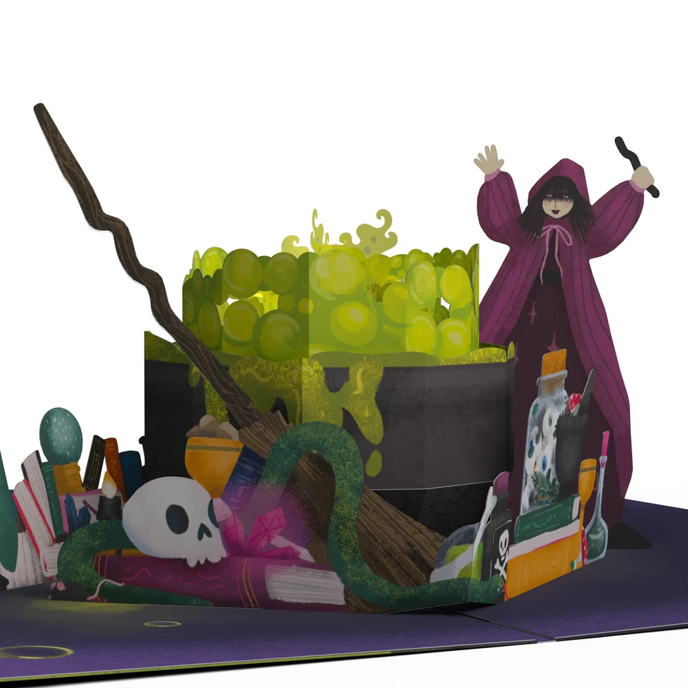 Lovepop Toil and Trouble Halloween Cauldron Music and Lights Pop-Up Card and Sentiment Set for Friend Jar - Image 3
