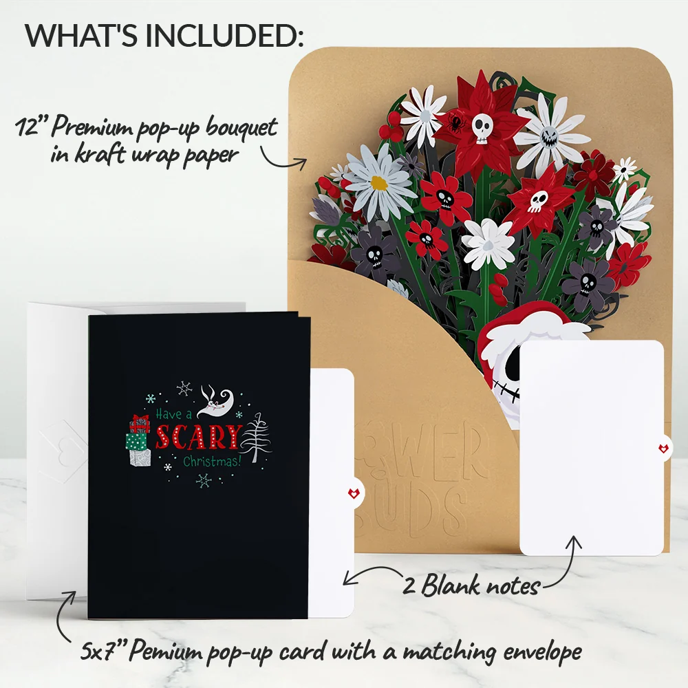 Lovepop Disney Tim Burton’s The Nightmare Before Christmas Santa Jack Pop-Up Card & Flower Buds Bouquet Bundle - Image 2