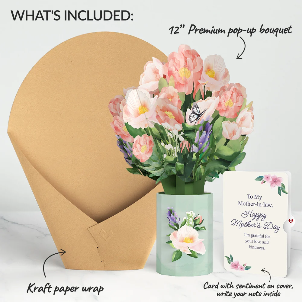 Lovepop Peony Mother's Day Bouquet and Sentiment Set for Mother-in-law Vase - Image 2