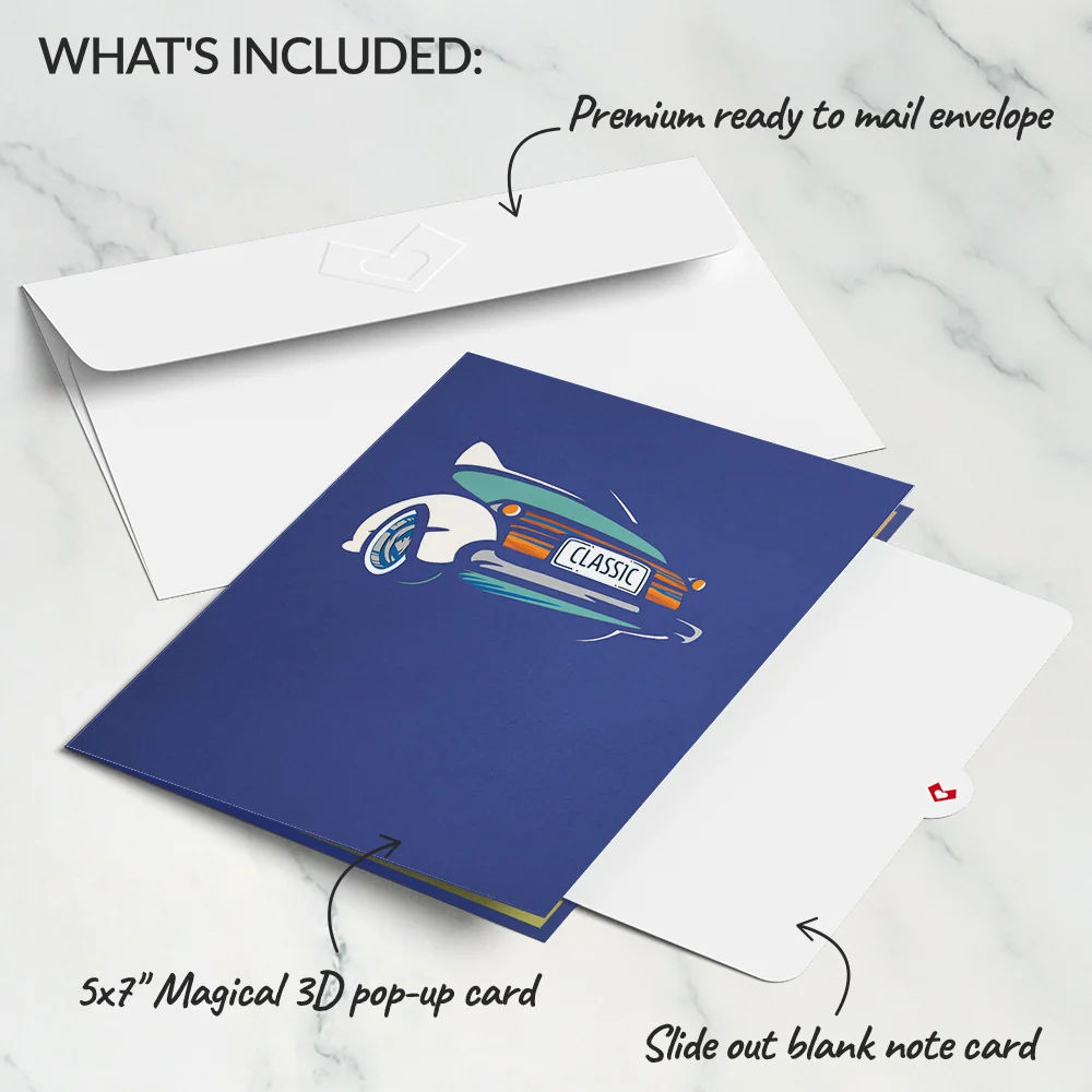 Lovepop Father’s Day Classic Car Pop-Up Card Cream - Image 6