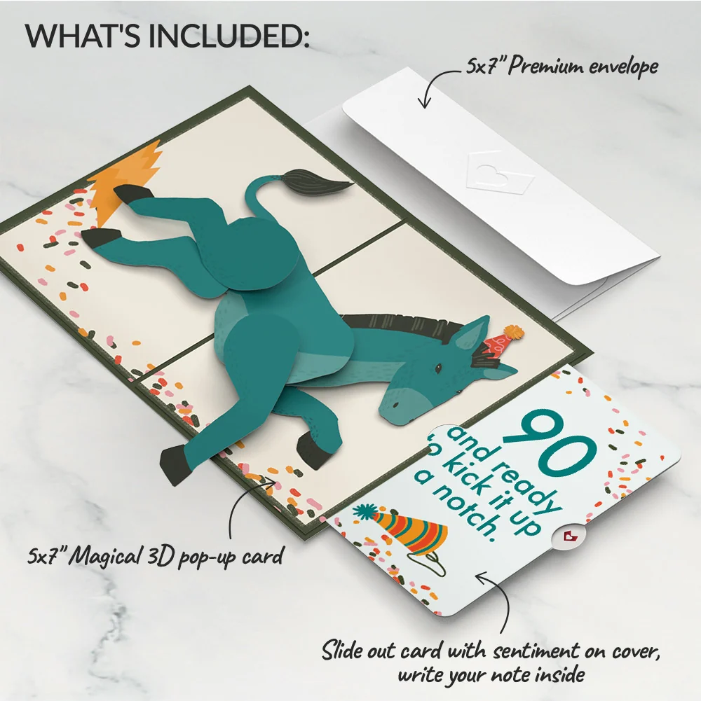 Lovepop Kick Ass Birthday Pop-Up Card and 90th Kick It Up Sentiment Set - Image 2