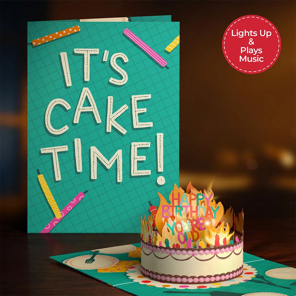 Lovepop Too Many Candles Birthday Music and Lights Pop-Up Card