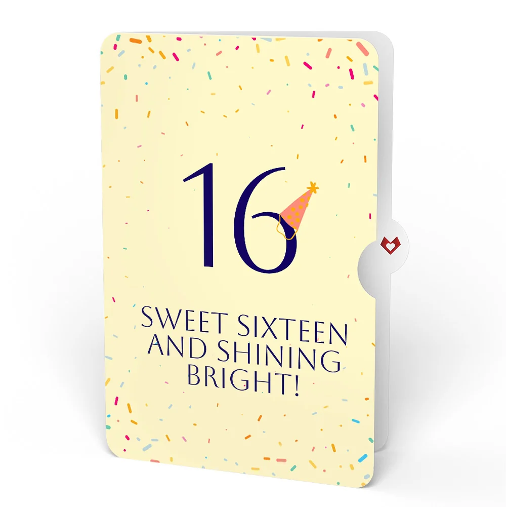 Lovepop Happy 16th Birthday Confetti Cake Music and Lights Pop-Up Card and Party Hat Sentiment Set Candle - Image 4