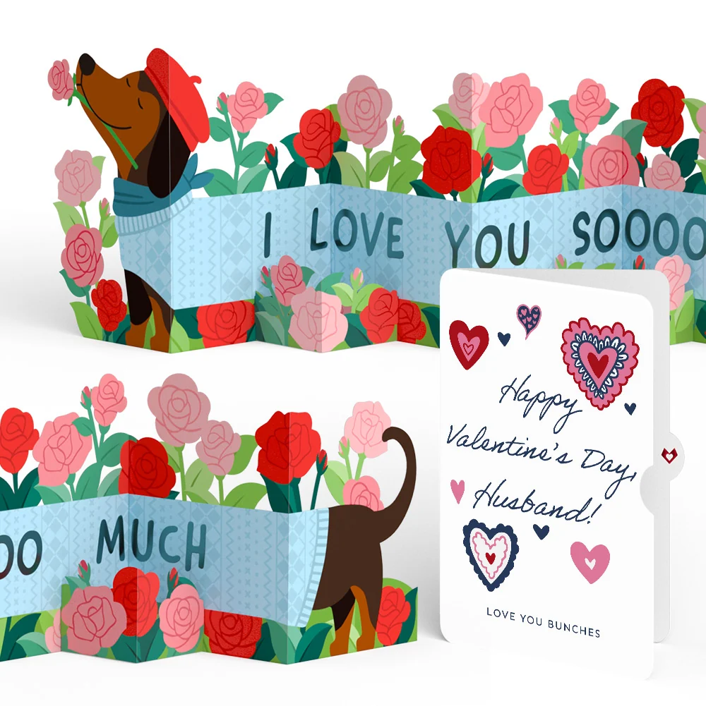 Lovepop Love You So Much Dog Valentine Loooooong Card (Expands to 2 feet) and Sentiment Set for Husband