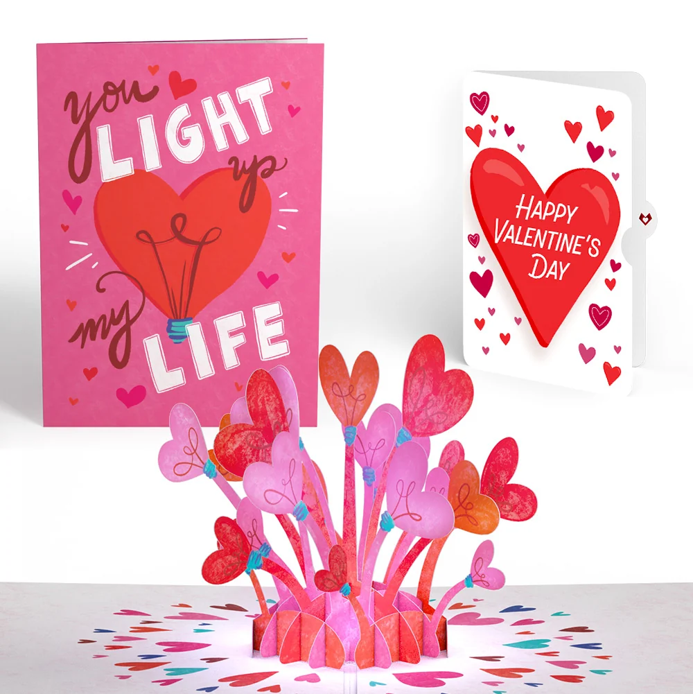 Lovepop You Light Up My Life Valentine Light-Up Pop-Up Card and Big Sweet Heart Sentiment Set