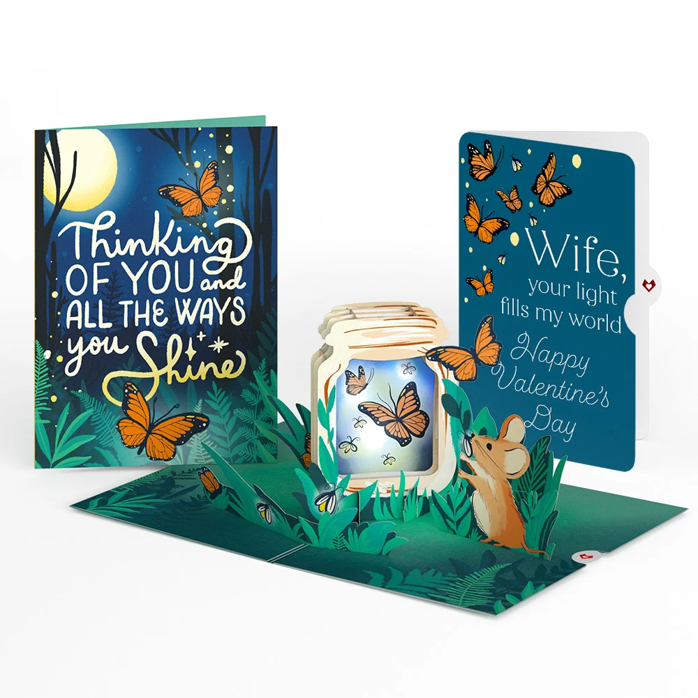 Lovepop Thinking of You Butterfly Jar Valentine Light-Up Pop-Up Card and Sentiment Set for Wife