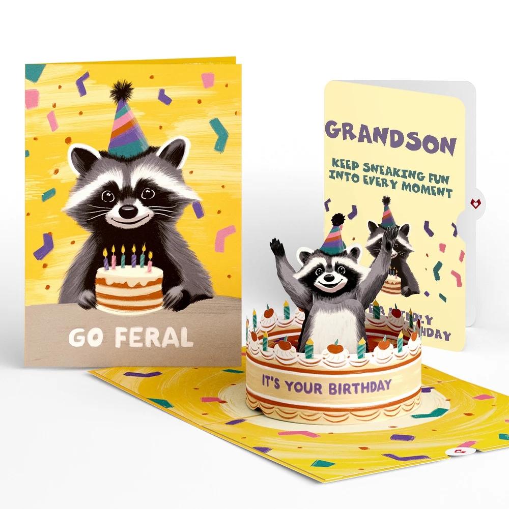 Lovepop Go Feral Raccoon Birthday Pop-Up Card and Sentiment Set for Grandson Candle