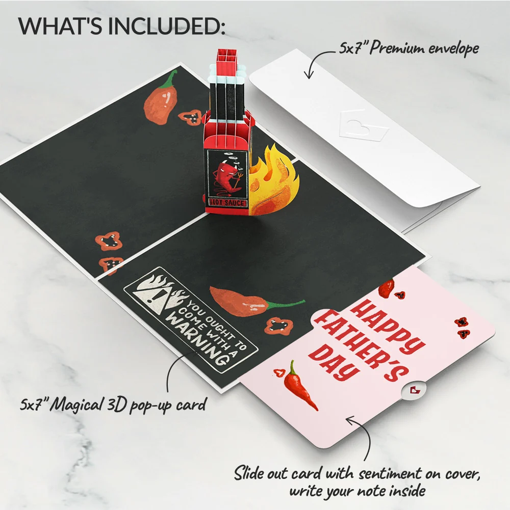 Lovepop Hot Sauce Father's Day Pop-Up Card and Sentiment Set – You're So Hot Bottle - Image 2