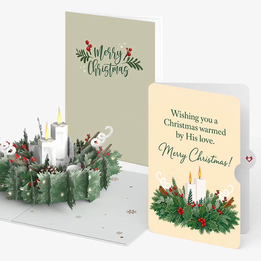 Lovepop Winter Greens Christmas Candle Pop-Up Card and His Love Sentiment Set