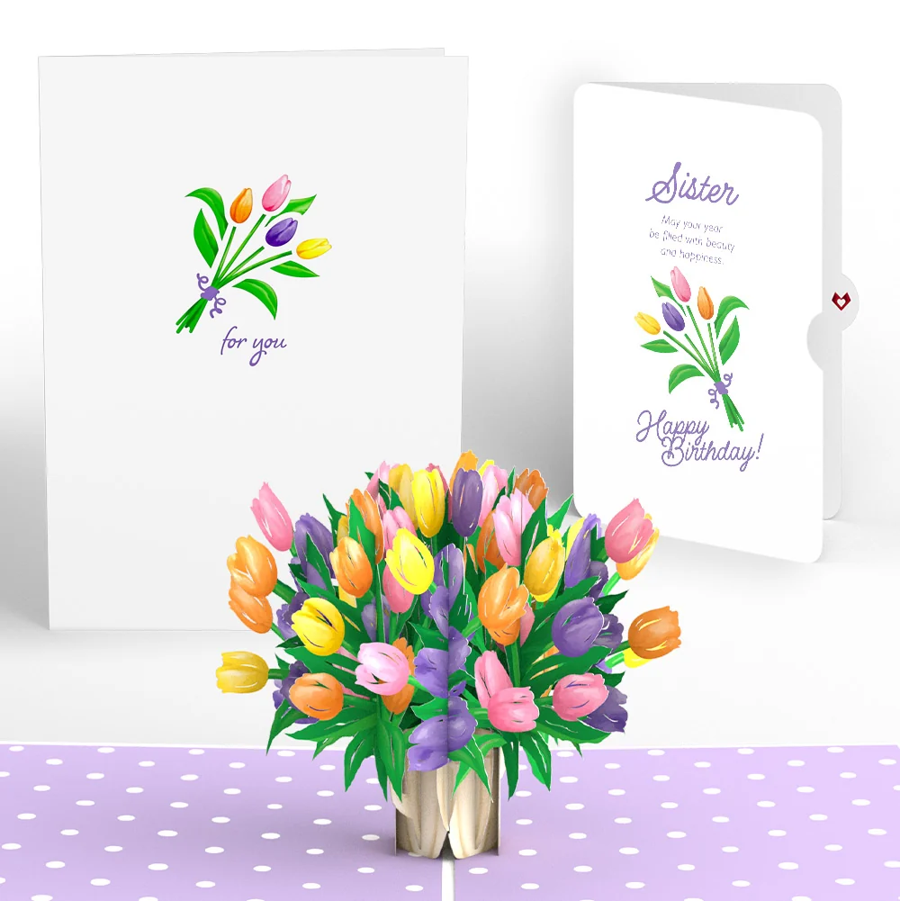 Lovepop Tulips Birthday Pop-Up Card and Spring Tulips Sentiment Set for Sister Vase