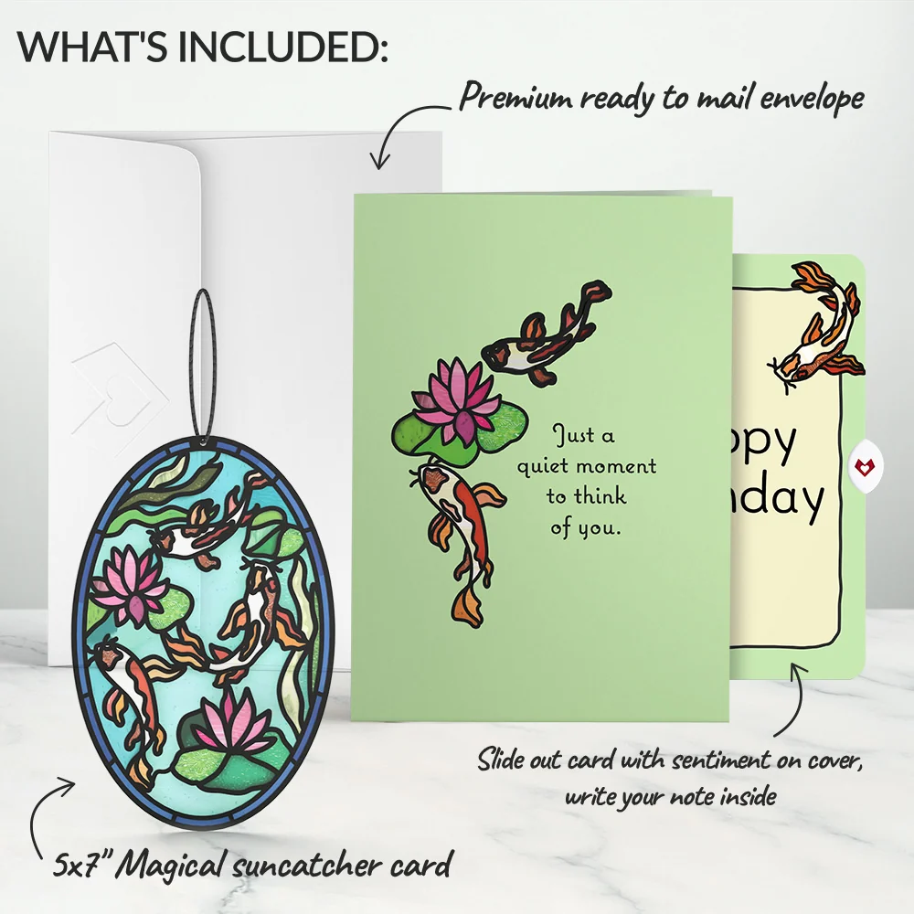 Lovepop Quiet Moment Koi Pond Birthday Suncatcher Card and Sentiment Set Glass - Image 2