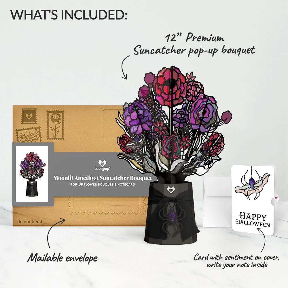 Lovepop Moonlit Amethyst Halloween Suncatcher Bouquet and Sentiment Set Glass - Image 2