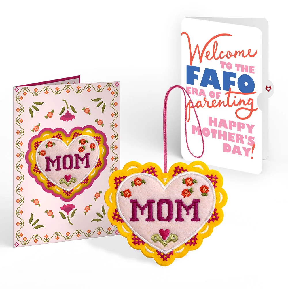 Lovepop Stitched with Love Mom Mother's Day HeartFelt Charm Card and FAFO Era Sentiment Set