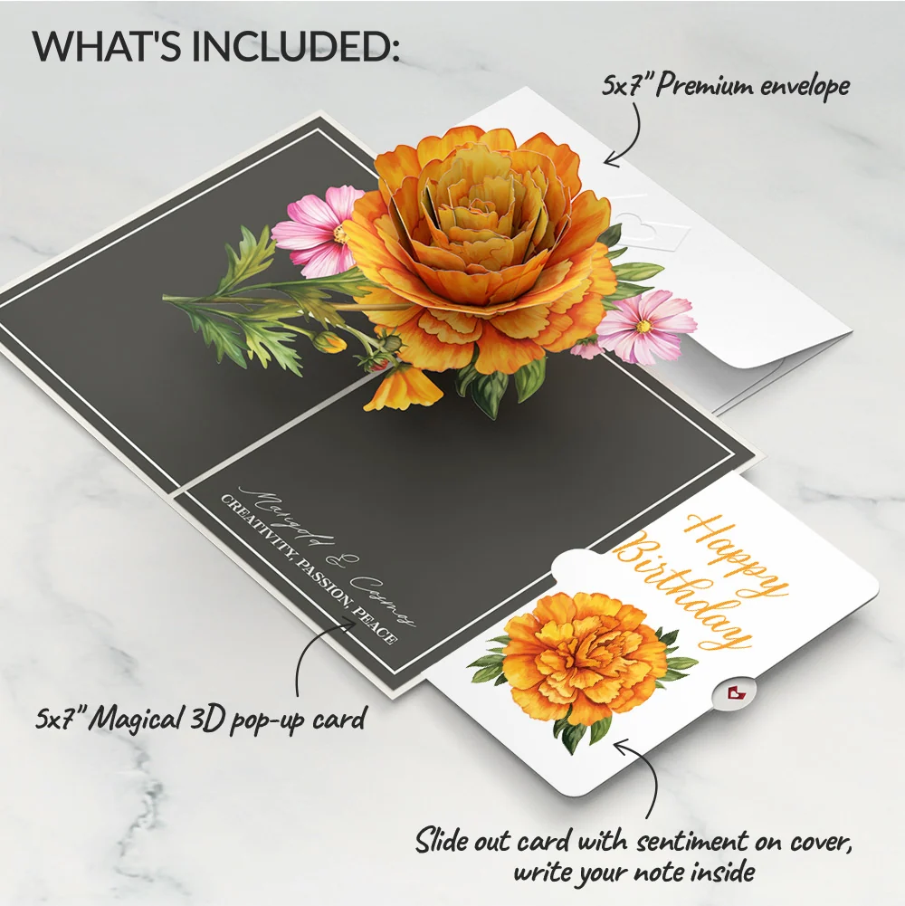 Lovepop Born to Bloom: October Birth Month Flowers Pop-Up Card and Sentiment Set Cream - Image 2