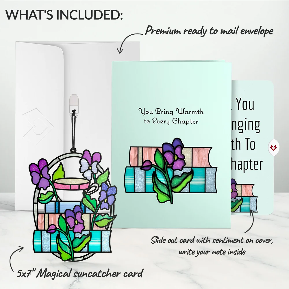 Lovepop Warmth in Every Chapter Thank You Suncatcher Card and Sentiment Set Glass - Image 2