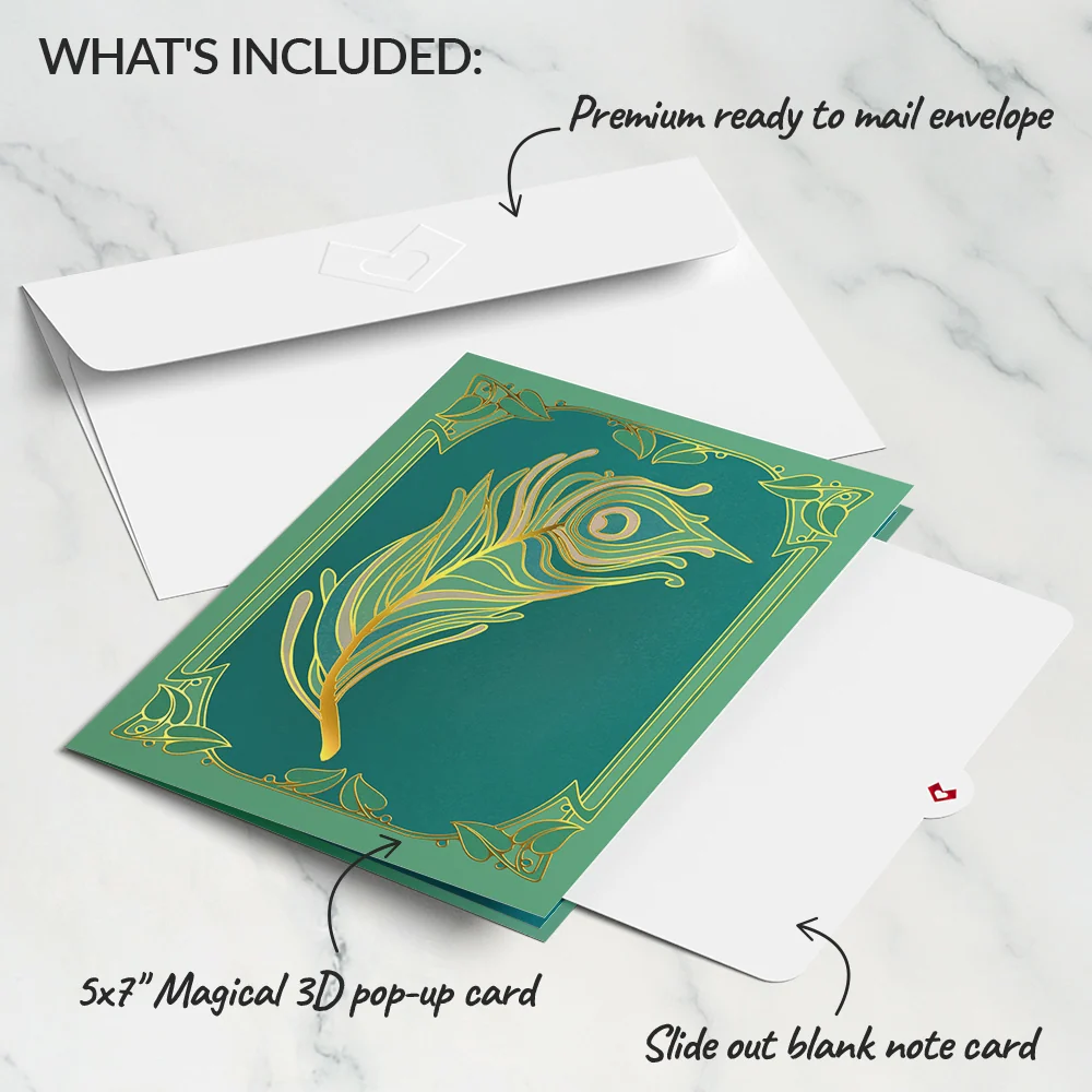 Lovepop Art Deco Peacock Pop-Up Card - Image 5
