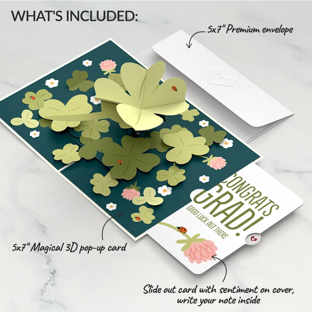 Lovepop Shamrock Fields Graduation Pop-Up Card and Sentiment Set Cream - Image 2