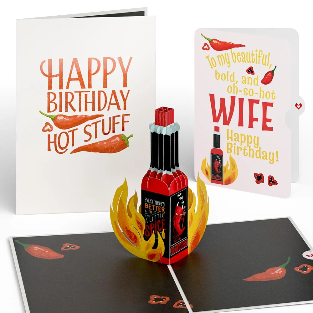 Lovepop Happy Birthday Hot Stuff Pop-Up Card and Sentiment Set for Wife Bottle