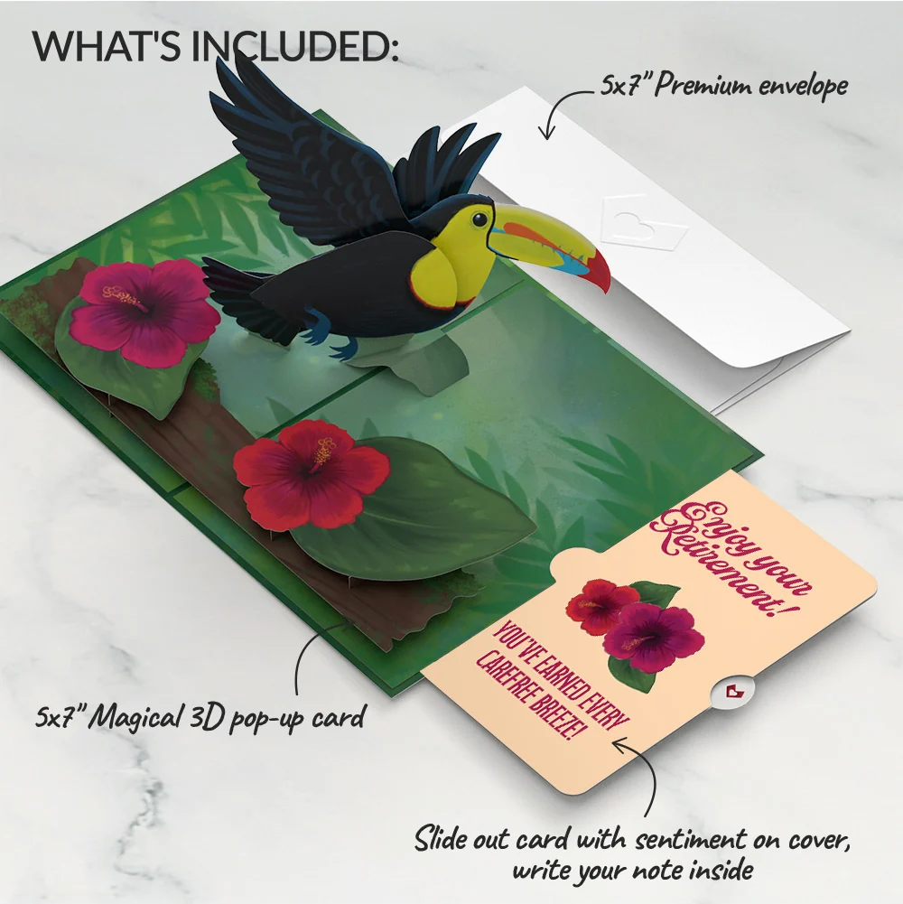 Lovepop Rainforest Toucan Retirement Pop-Up Card and Hibiscus Sentiment Set - Image 2