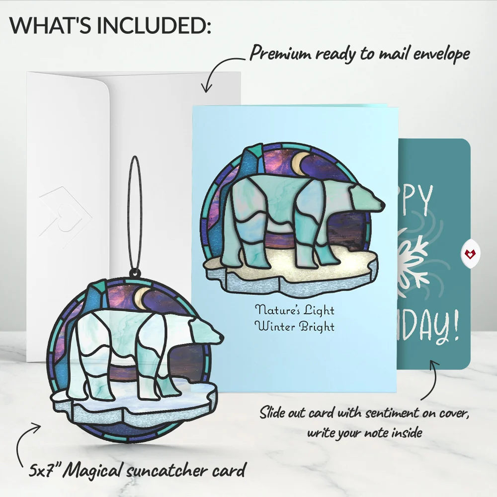 Lovepop Nature's Light Polar Bear Birthday Suncatcher Card and Sentiment Set Glass - Image 2
