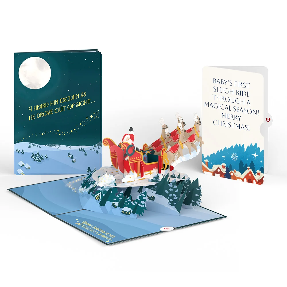 Lovepop Night Sky Santa Sleigh First Christmas Pop-Up Card and Snow Village Sentiment Set for Baby