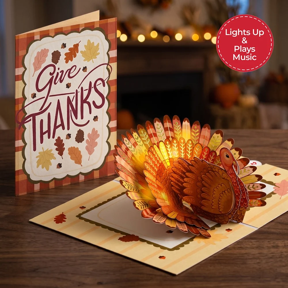 Lovepop Give Thanks Turkey Music and Lights Pop-Up Card
