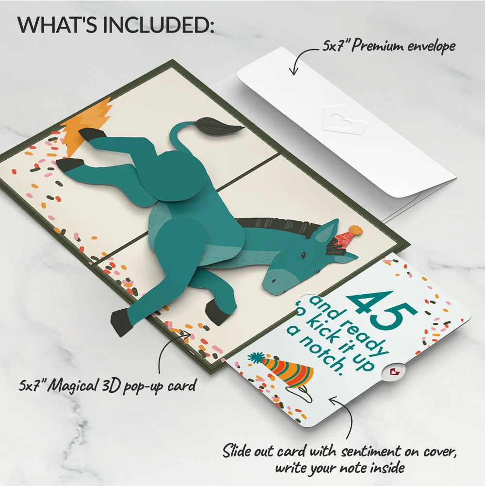 Lovepop Kick Ass Birthday Pop-Up Card and 45th Kick It Up Sentiment Set - Image 2