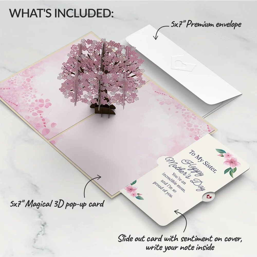 Lovepop Cherry Blossom Mother's Day Pop-Up Card and Sentiment Set for Sister - Image 2