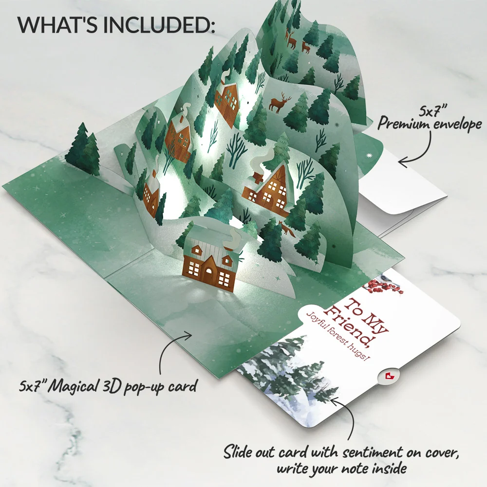 Lovepop Winter Wishes Mountain Village Light-Up Pop-Up Card and Sentiment Set for Friend - Image 2