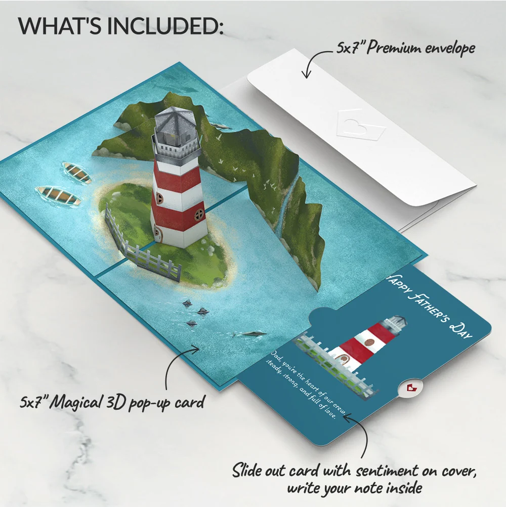 Lovepop Coastal Lighthouse Father's Day Pop-Up Card and Sentiment Set - Image 2