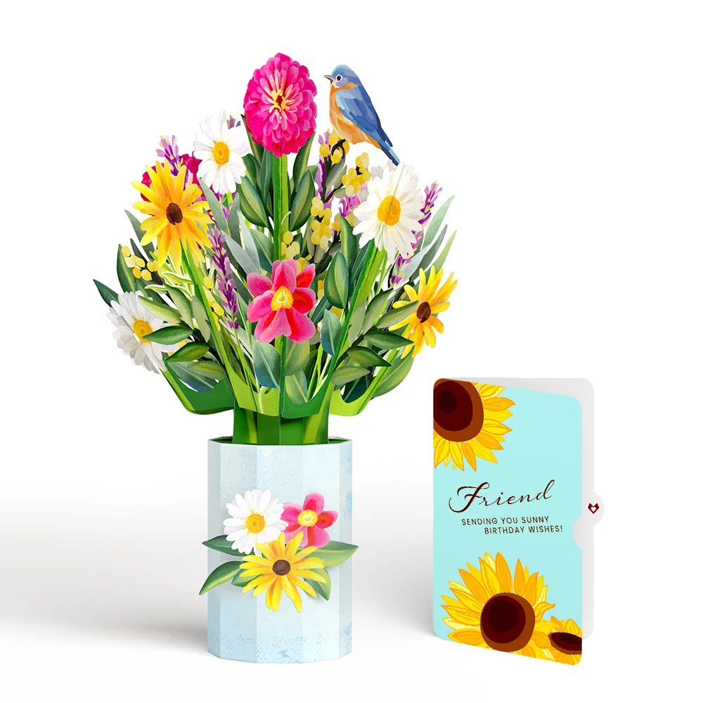 Lovepop Black-Eyed Susan Birthday Bouquet and Sentiment Set for Friend Vase