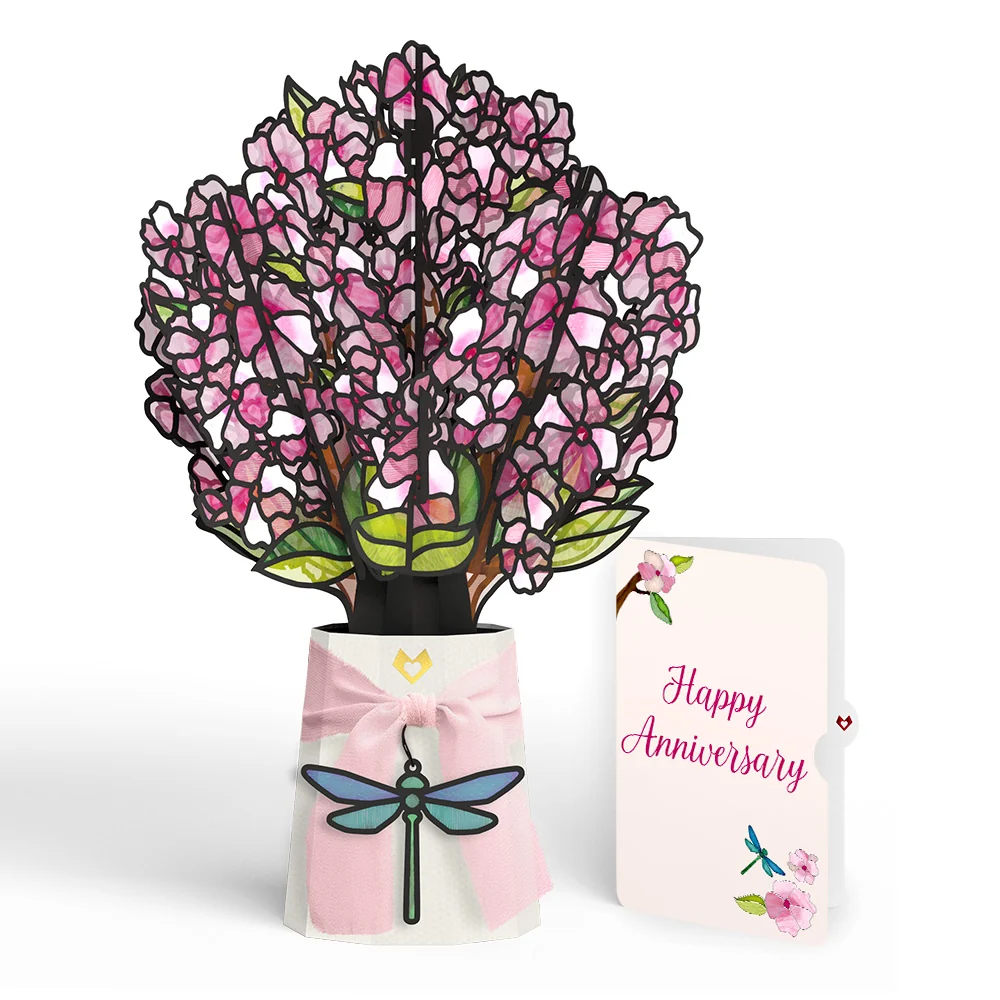 Lovepop Sun-dappled Cherry Blossom Anniversary Suncatcher Bouquet and Sentiment Set Glass