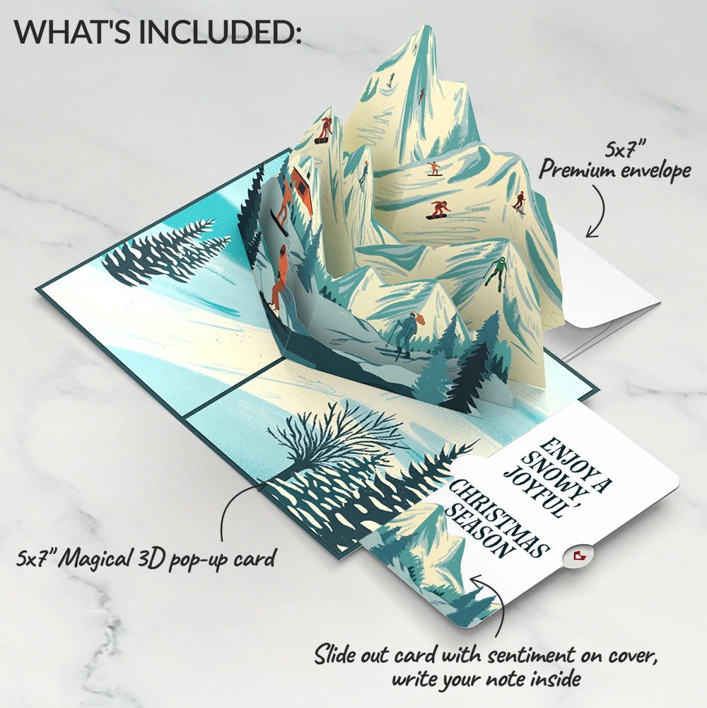 Lovepop Mountain Ski Adventure Christmas Pop-Up Card and Sentiment Set Poster - Image 2