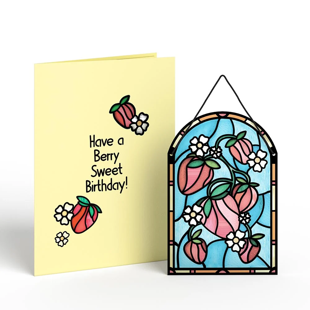Lovepop Berry Sweet Birthday Suncatcher Card & Pop-Up Bouquet Bundle - Image 2
