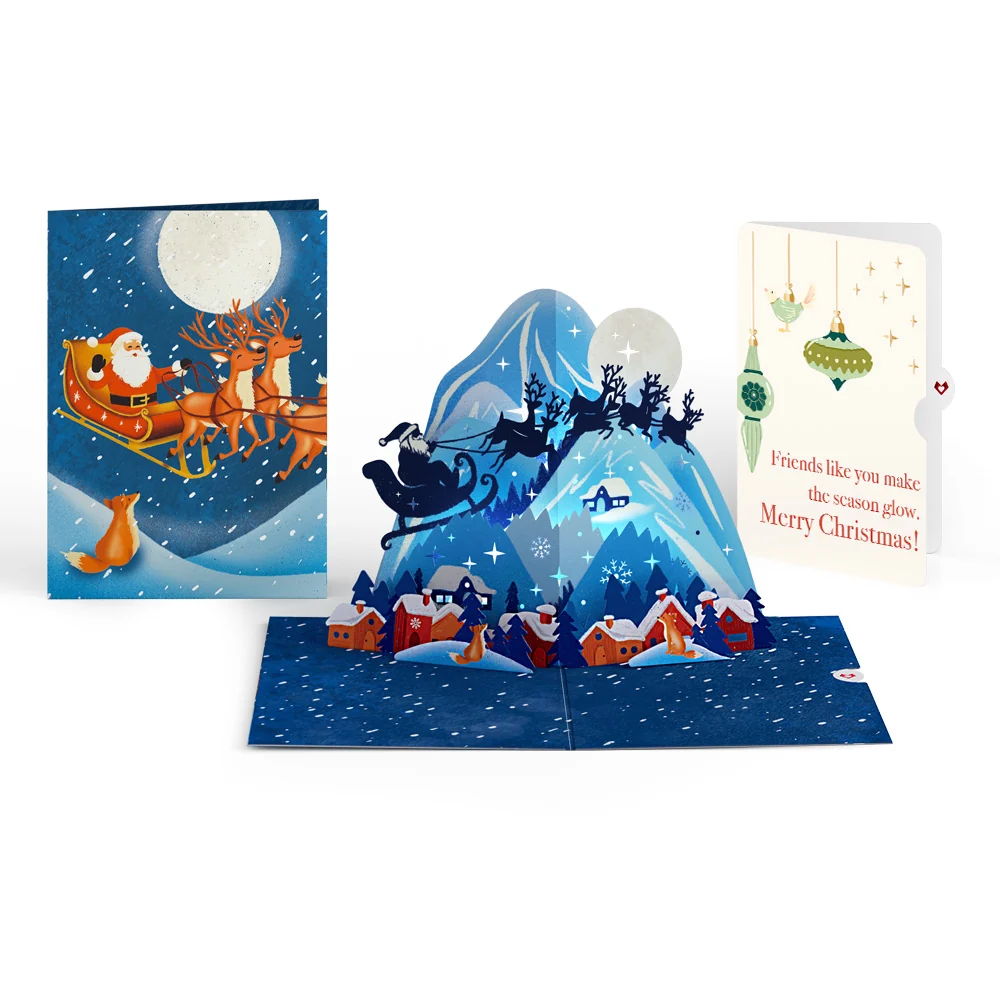 Lovepop Christmas Eve Sleigh Ride Music and Lights Pop-Up Card and Sentiment Set for Friend Cream