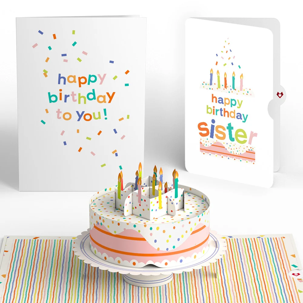 Lovepop Happy Birthday to You! Confetti Cake Pop-Up Card and Sentiment Set for Sister Candle