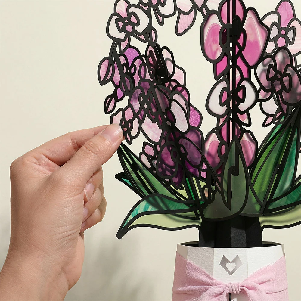 Lovepop Orchid Gleam Anniversary Suncatcher Bouquet and Sentiment Set Glass - Image 3