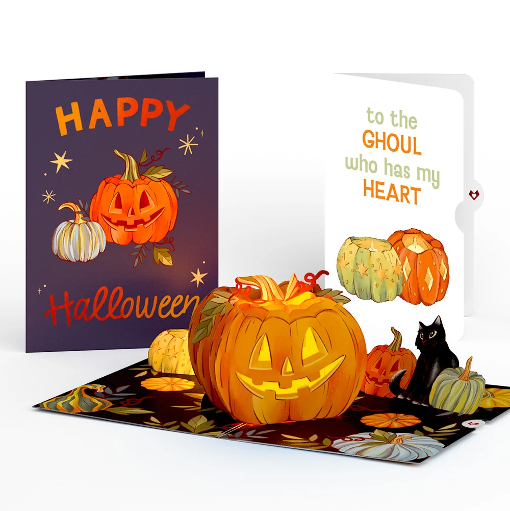 Lovepop Happy Halloween Pumpkin Light-Up Pop-Up Card and Sentiment Set for Partner