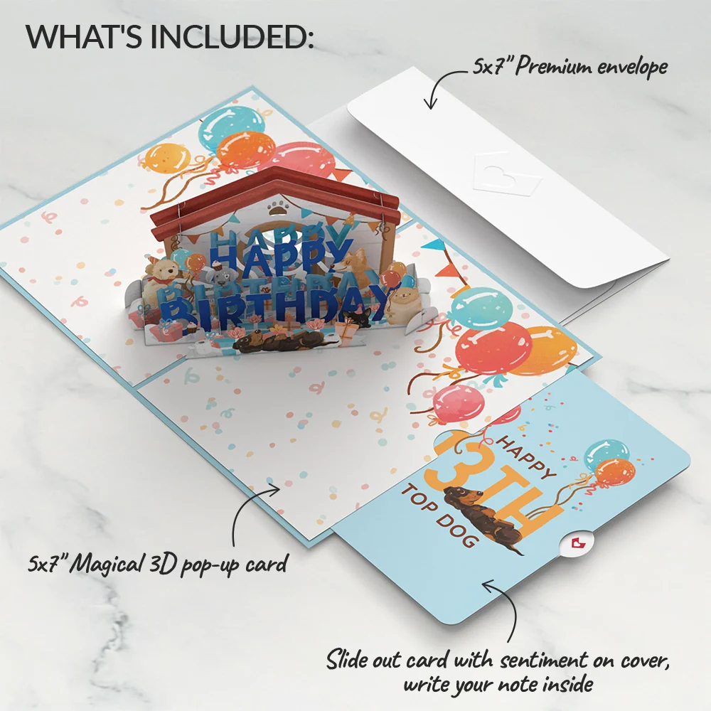 Lovepop Happy 13th Birthday Dogs Pop-Up Card and Sentiment Set - Image 2