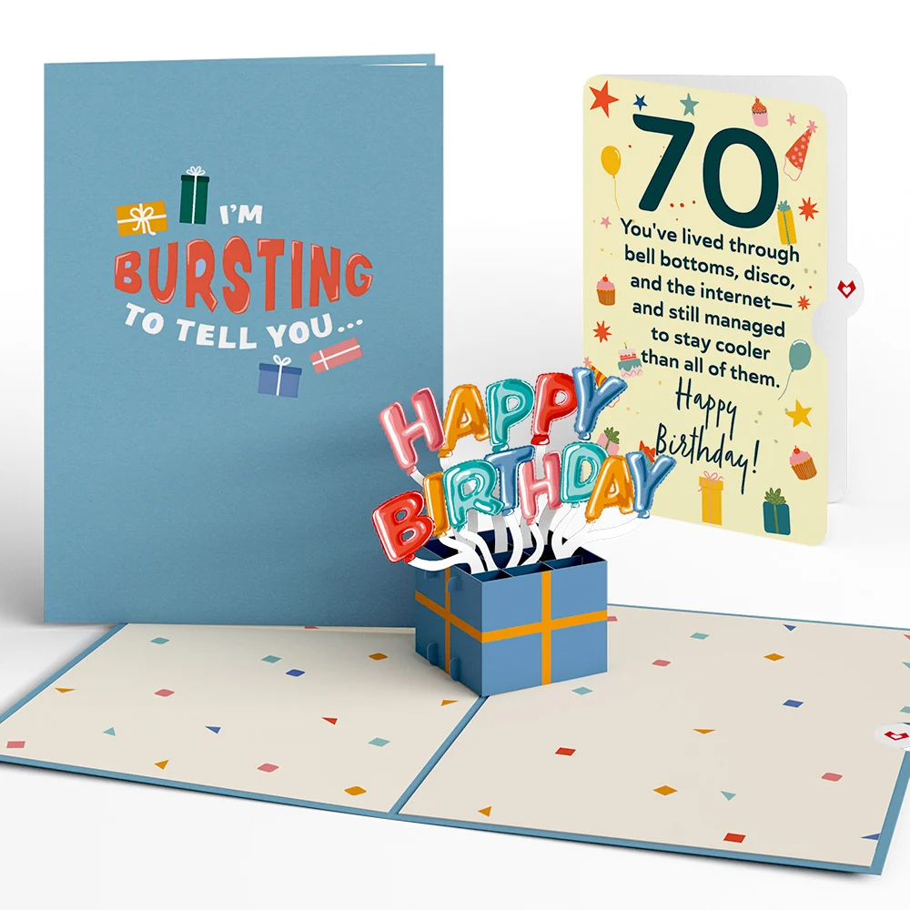 Lovepop Happy 70th Birthday Burst Pop-Up Card and Sentiment Set