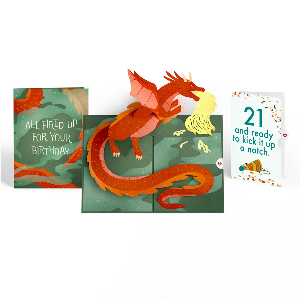 Lovepop Fired Up for Your Birthday Dragon Pop-Up Card and 21st Kick It Up Sentiment Set