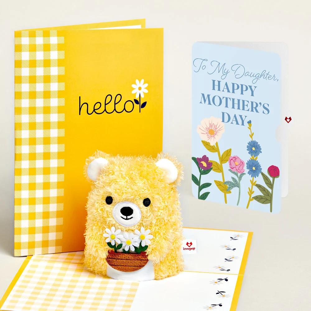 Lovepop Daisy Greetings Mother's Day Plushpop Card and Sentiment Set for Daughter Pot