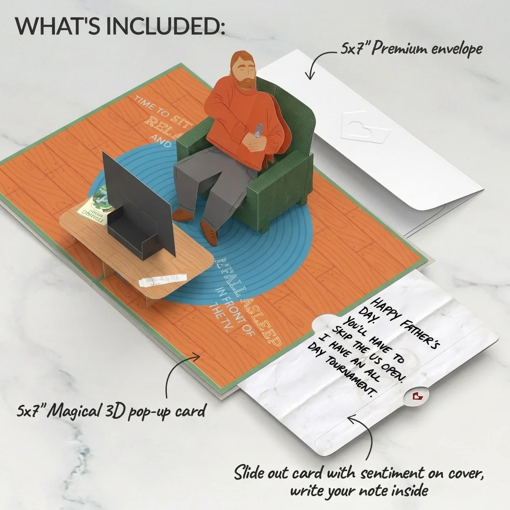 Lovepop Sit Back & Relax Father's Day Pop-Up Card and Skip the Open Sentiment Set Coffee - Image 2