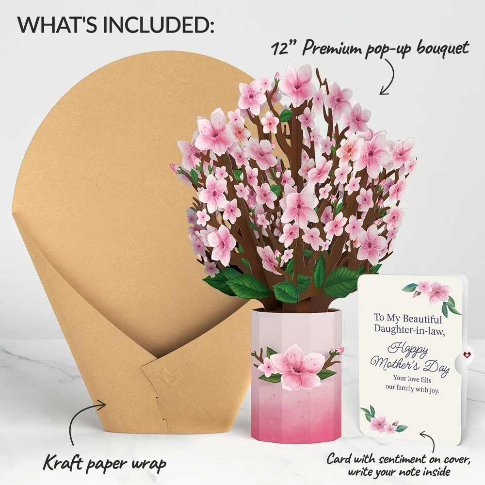Lovepop Cherry Blossom Mother's Day Bouquet and Sentiment Set for Daughter-in-law Vase - Image 2